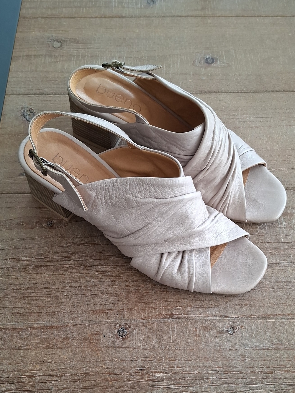 Bueno Taupe Soft/Supple Leather Neutral Classic Block Heels (EU 41/US 10)